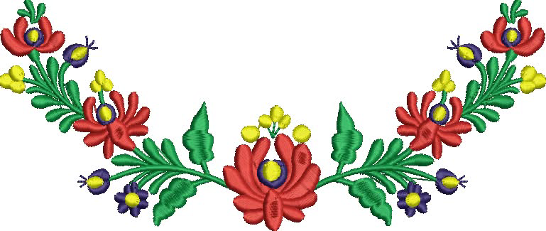Magyar népi virágmintás hímzés